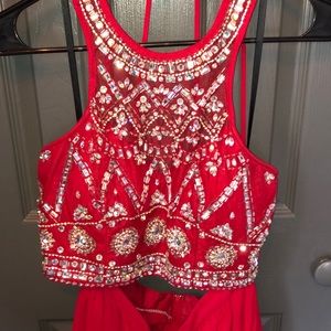 Red two piece dress